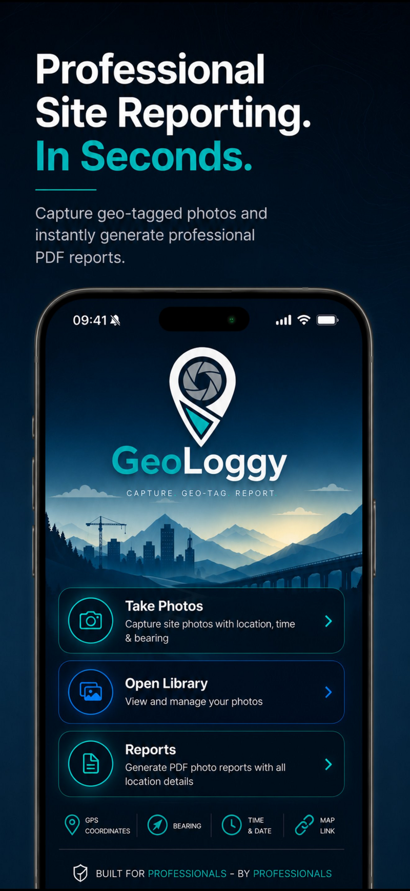 GeoLoggy app home screen